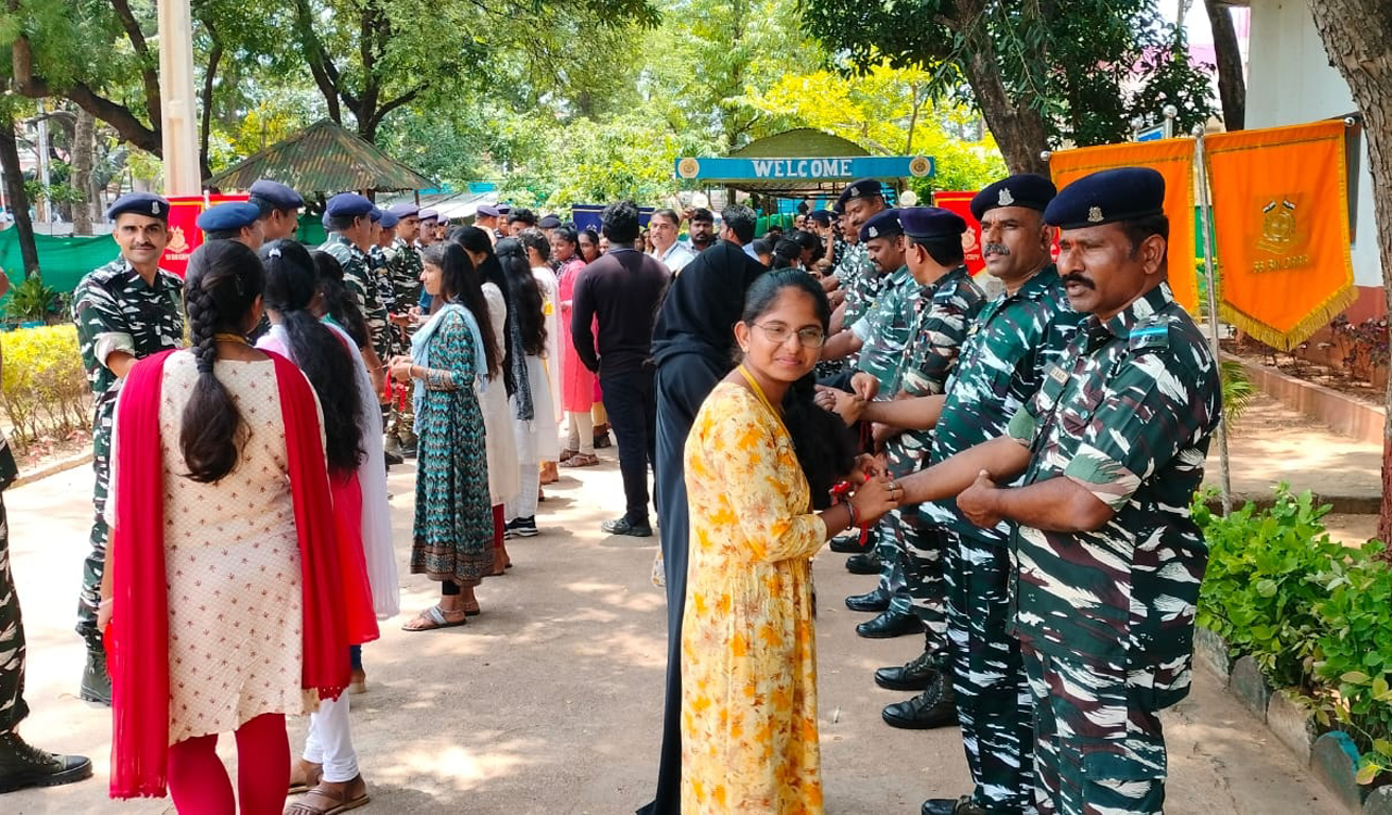 Telangana: Raksha Bandhan celebrated at CRPF camp with enthusiasm