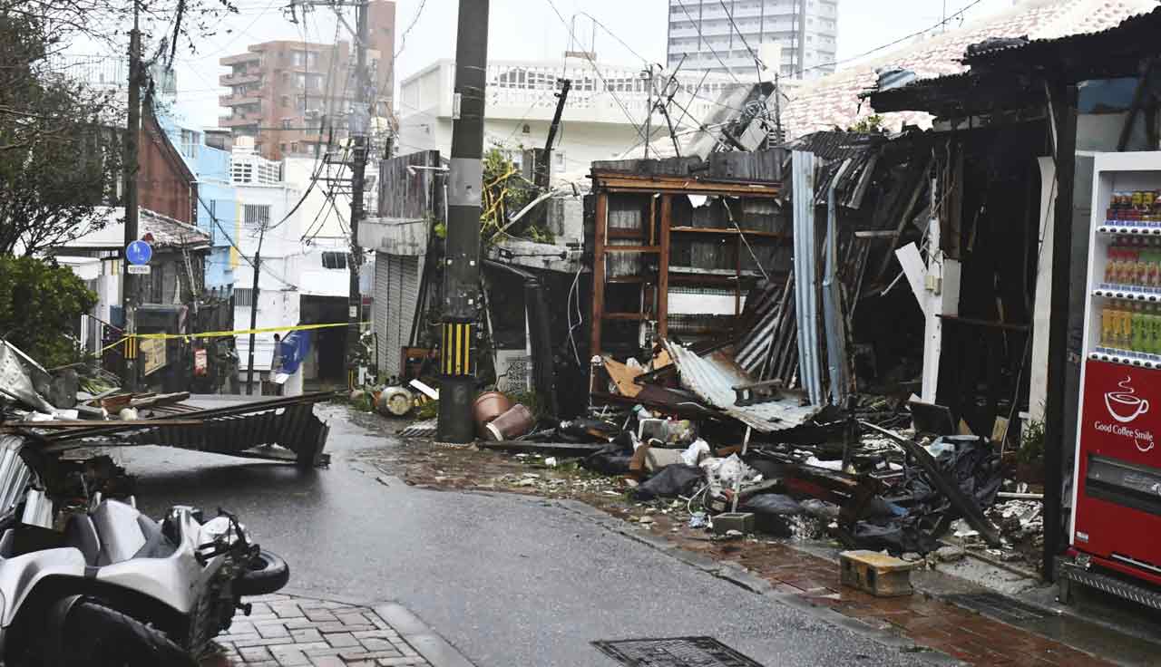 Typhoon pounds Japan’s Okinawa and injures more than 30 people