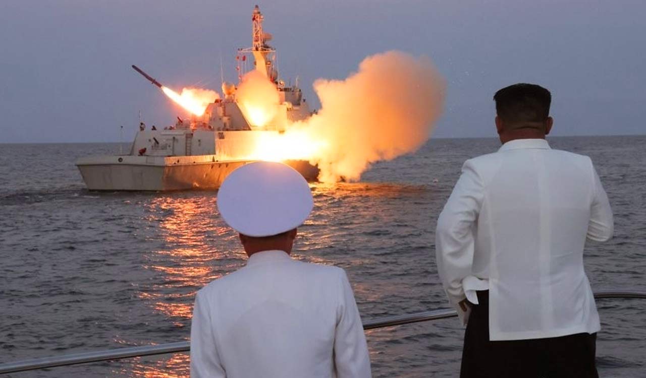 Kim Jong-un tours navy unit, oversees cruise missile test inspection