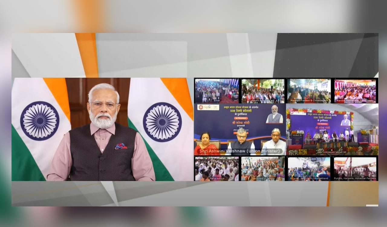 PM Modi lays foundation stone for redevelopment of 508 railway stations