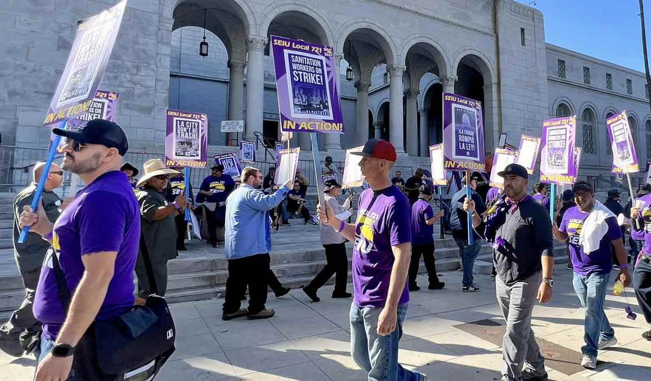 More than 11,000 city workers in Los Angeles initiate 24-hour strike