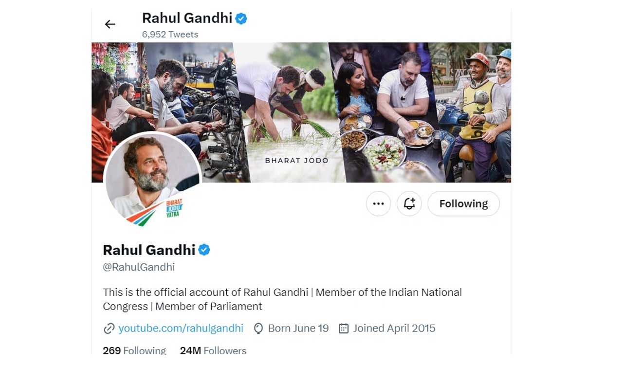 Rahul Gandhi updates Twitter bio: Replaces ‘Dis’Qualified MP’ with Member of Parliament
