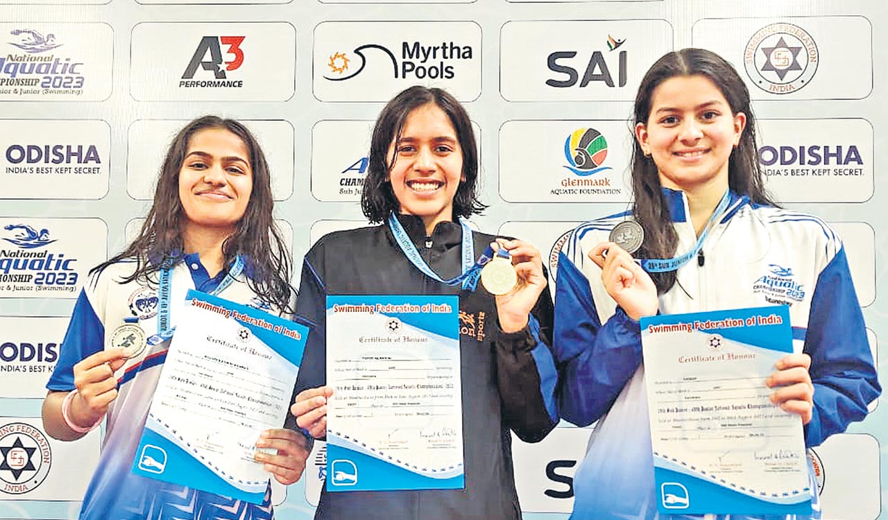 Vritti clinches two more gold medals at National Aquatics championship