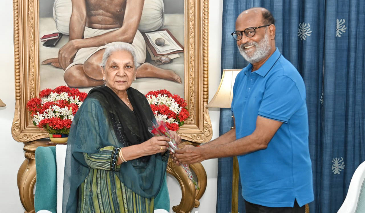Rajinikanth meets UP Governor Anandiben Patel prior to screening of ‘Jailer’
