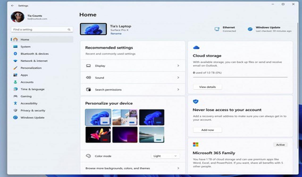 Microsoft testing new Settings homepage on Windows 11