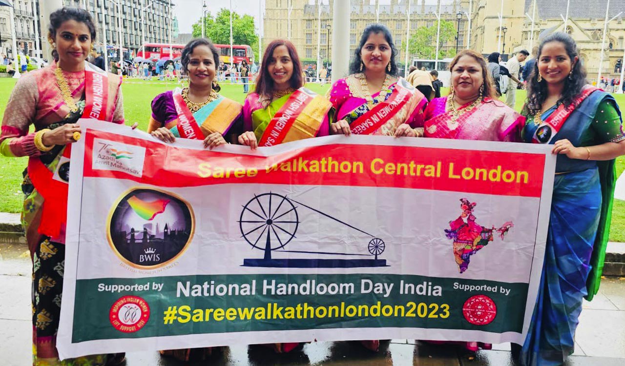 National Handloom Day: British Women in Sarees organise ‘Saree Walkathon 2023’ in London