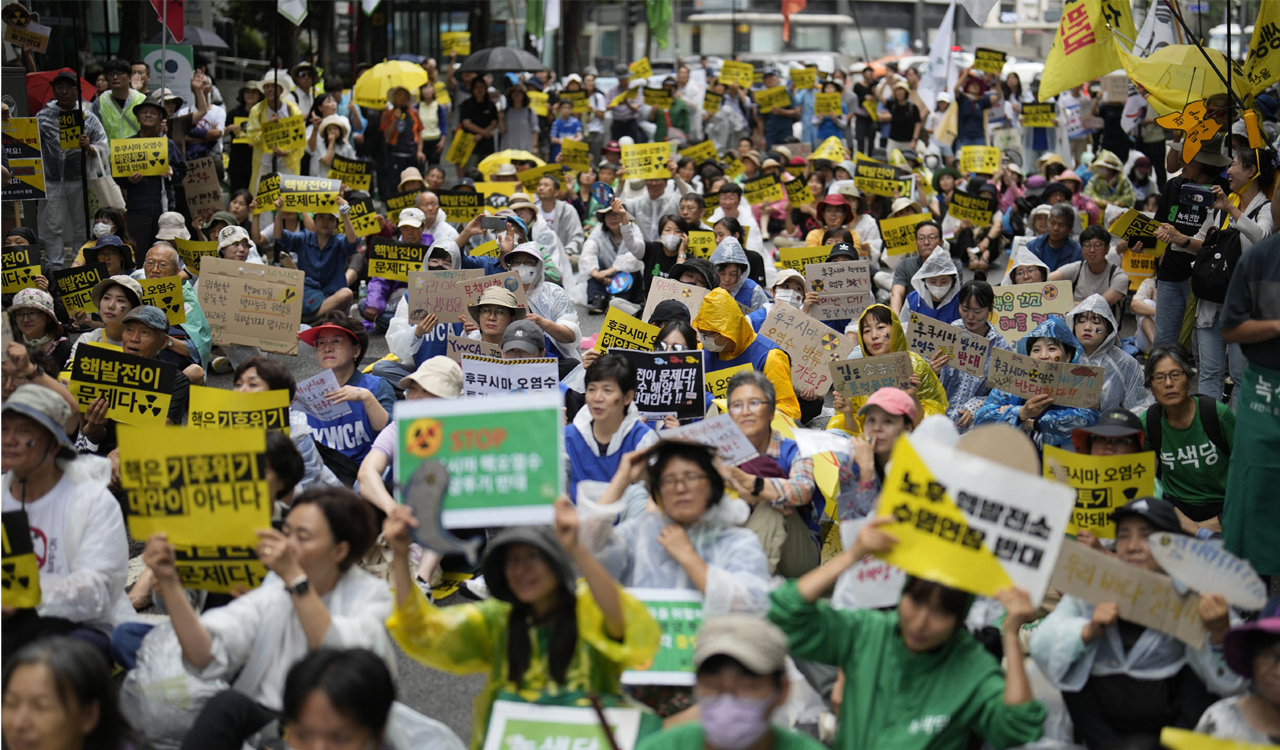 South Koreans rally in Seoul against Japanese plans to release treated nuclear wastewater into sea
