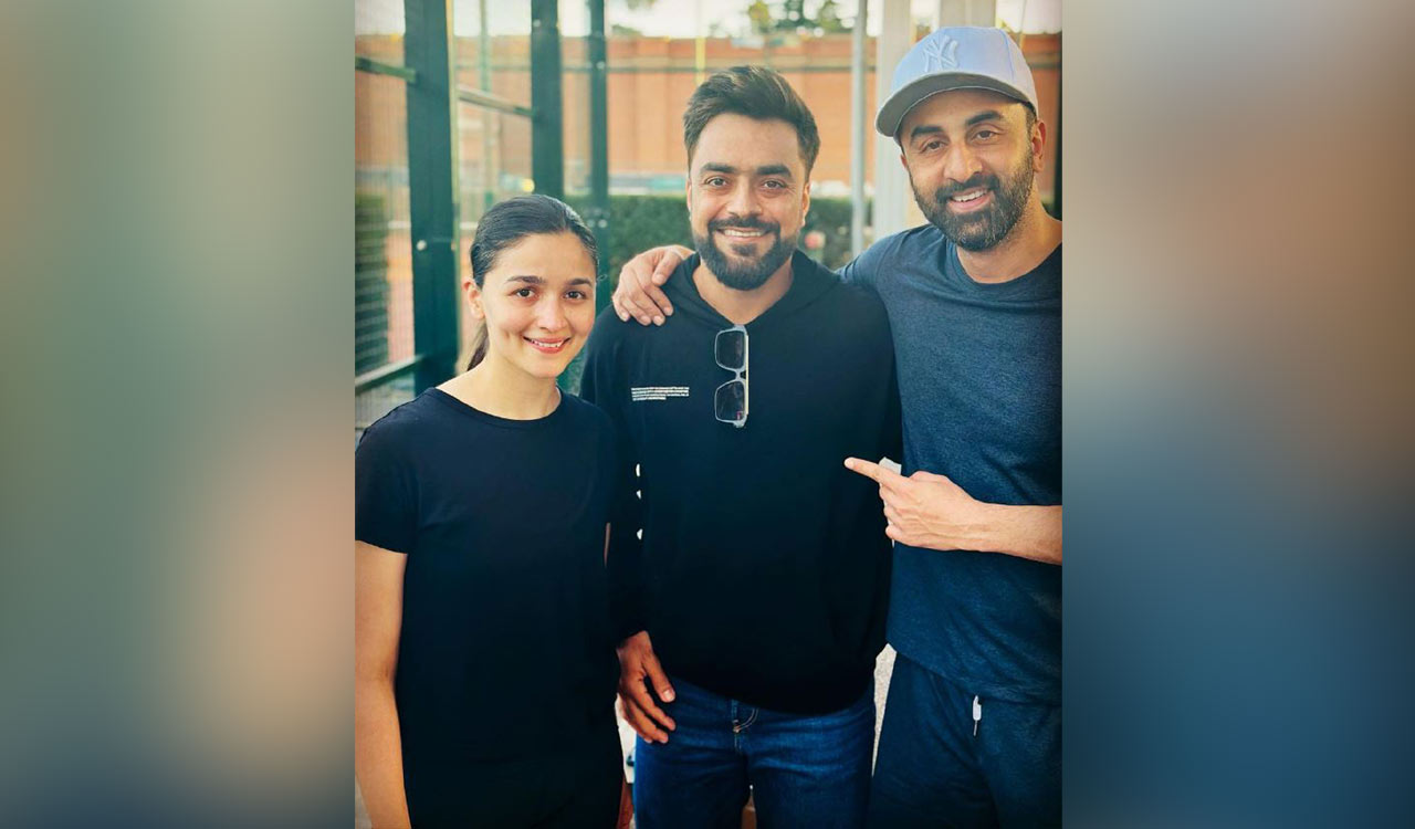 Cricketer Rashid Khan meets Ranbir Kapoor and Alia Bhatt