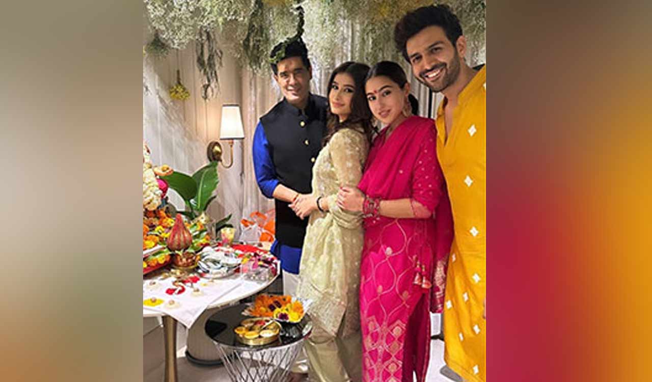 Sara Ali Khan joins Kartik Aaryan at Ganesh Chaturthi Celebrations, fans speculate reunion