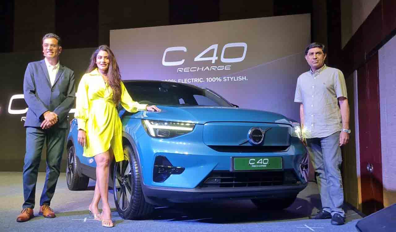 Volvo electric car C40 Recharge showcased in Hyderabad