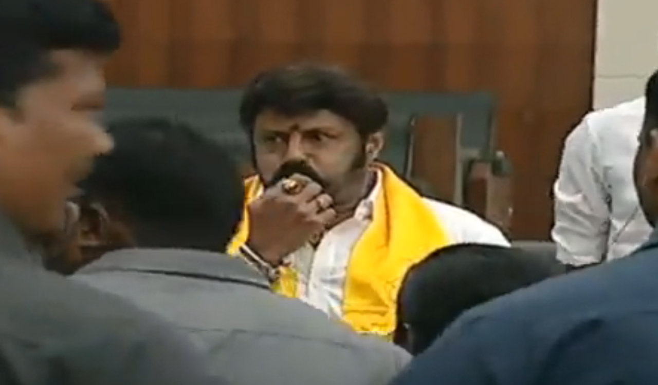 Watch: Balakrishna blows whistle in Andhra Assembly