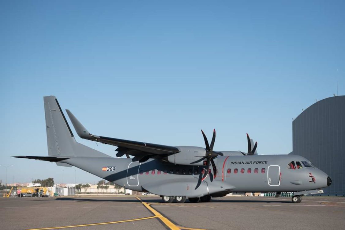 Indian Air Force chief receives first C-295 transport aircraft made for India by Airbus