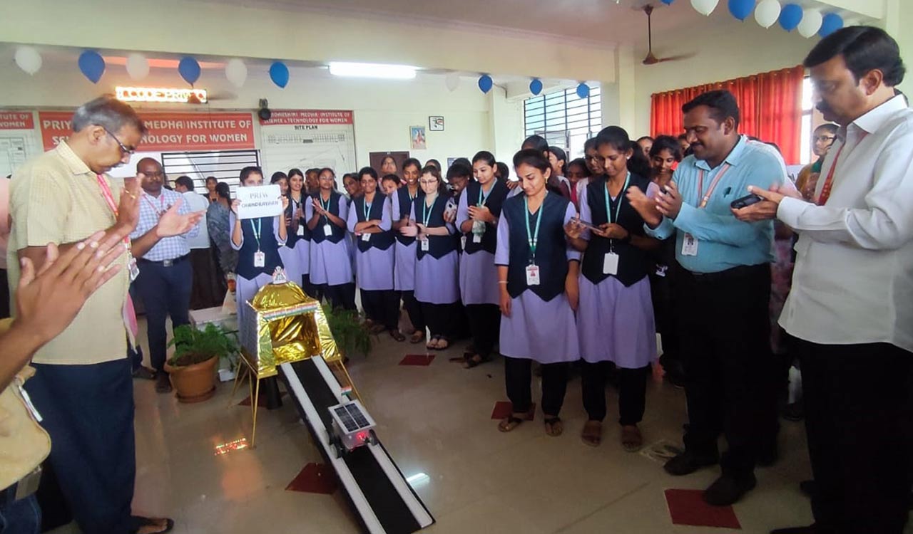 Khammam: Priyadarshini students create Chandrayaan-3 model