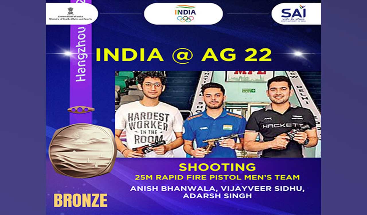 Asian Games: India secures 5th shooting medal, Anish-Vijayveer-Adarsh bag bronze