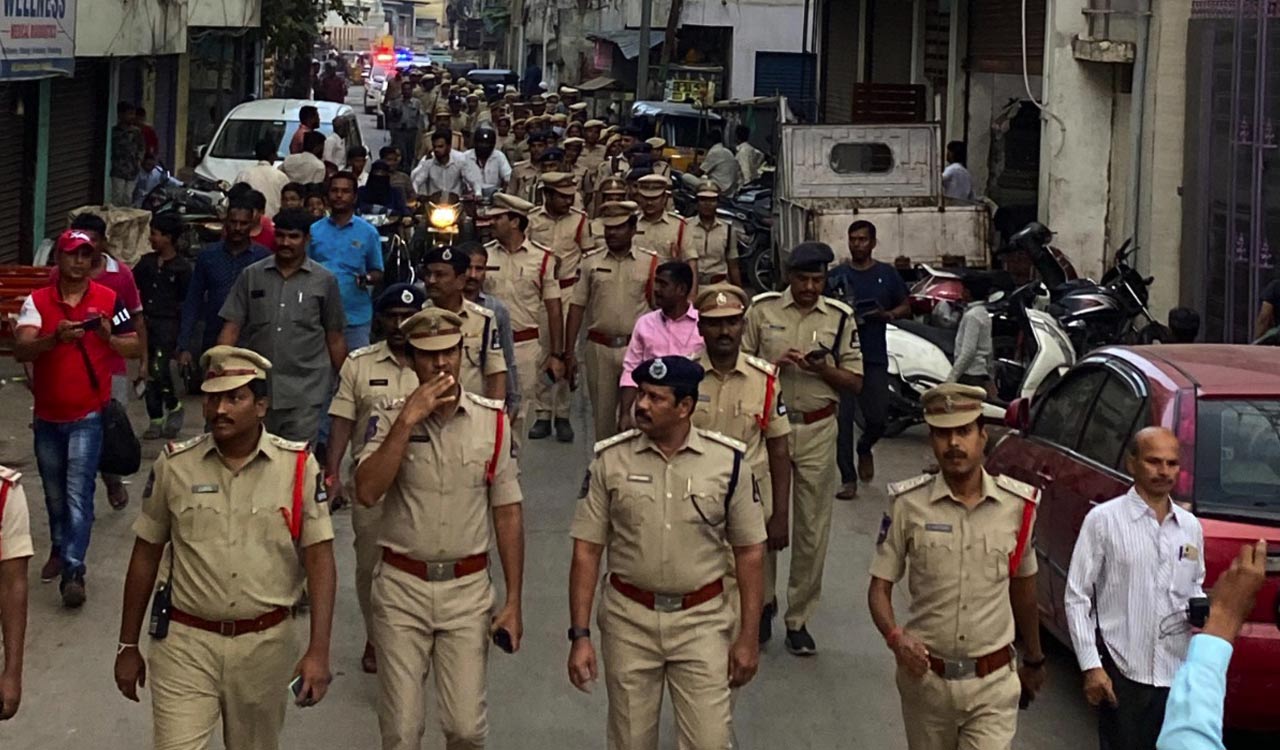 Flag March conducted in Hyderabad on Sunday