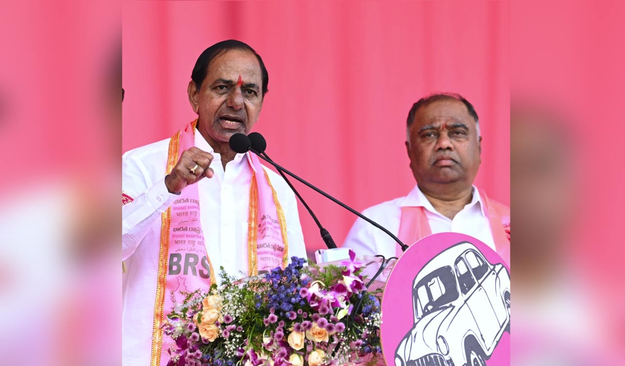 CM KCR pats Palair MLA Upender Reddy 