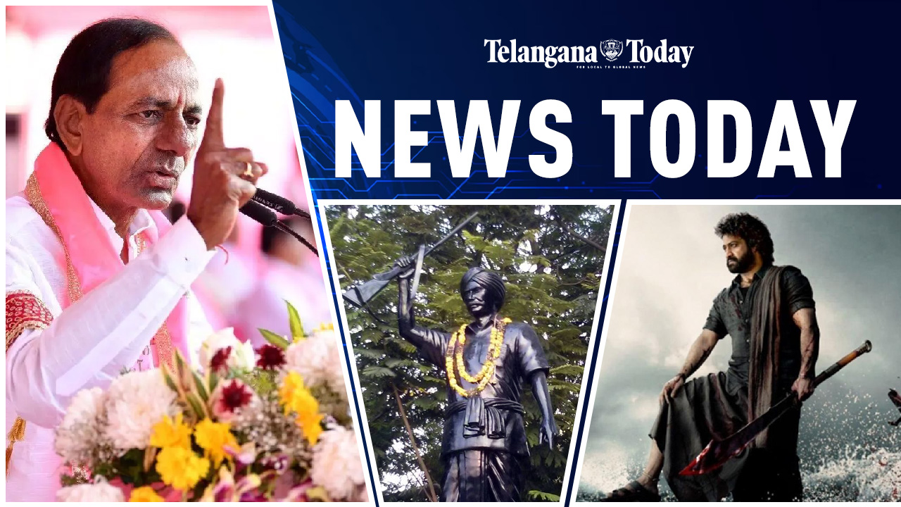 News Today: Jr NTR’s Devara update, KCR about Komaram Bheem, and Telangana separation.