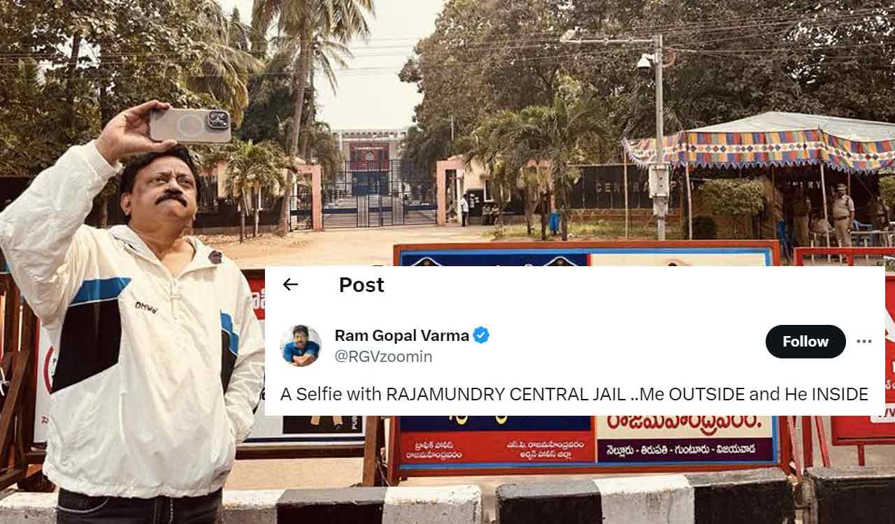 Ram Gopal Varma taunts Chandrababu with selfie outside Rajahmundry prison