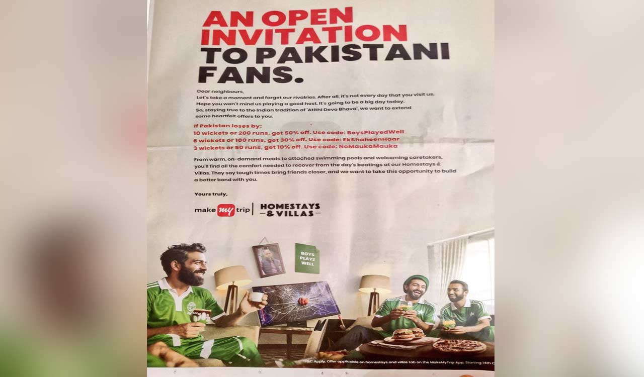CWC 2023: MakeMyTrip’s insensitive ad for Pakistani fans receives strong backlash