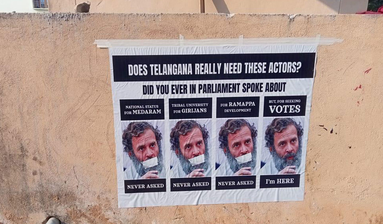 Telangana: Posters against Rahul Gandhi surface in Mulugu