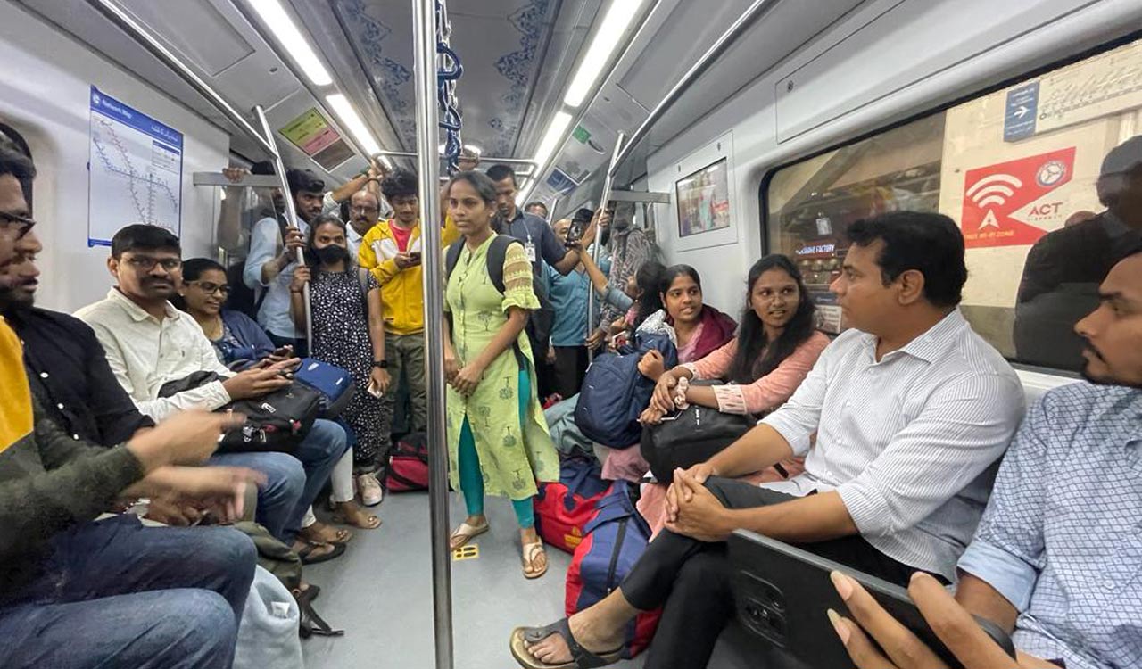 KTR rides Hyderabad Metro to connect with public-Telangana Today