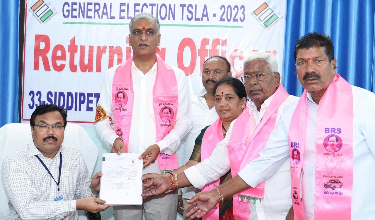 Telangana Polls: Harish Rao files nomination from Siddipet