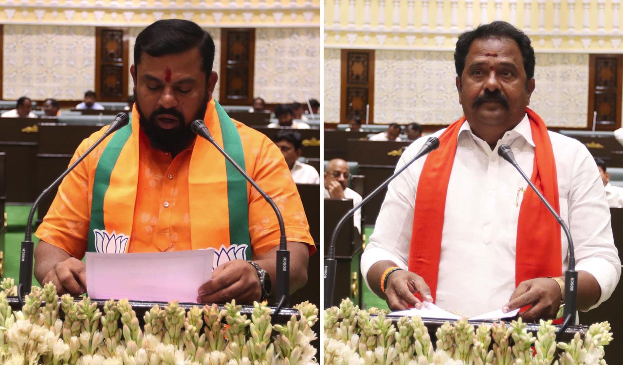 Telangana: BJP MLAs take oath after election of new Speaker