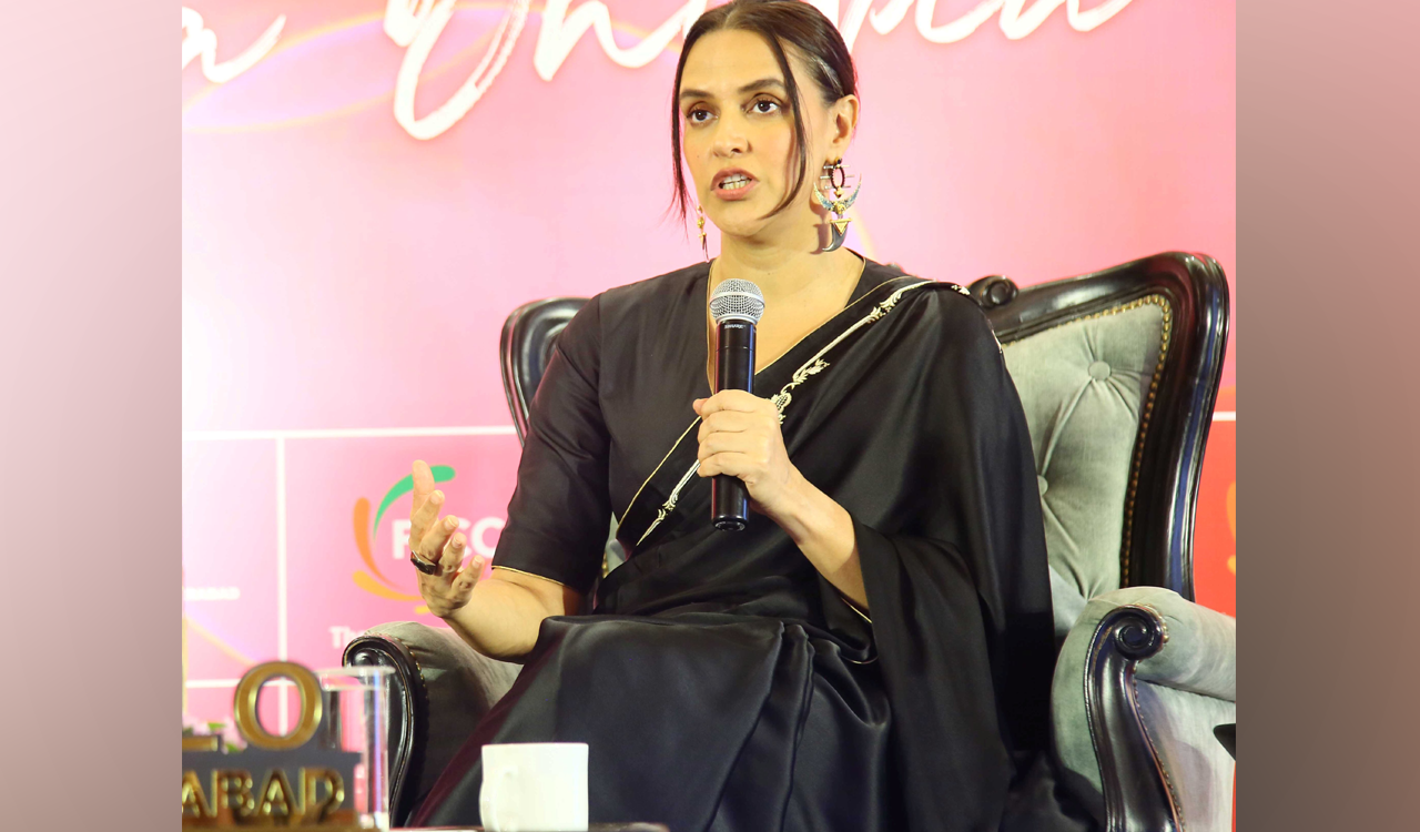 Neha Dhupia attends YFLO session in Hyderabad