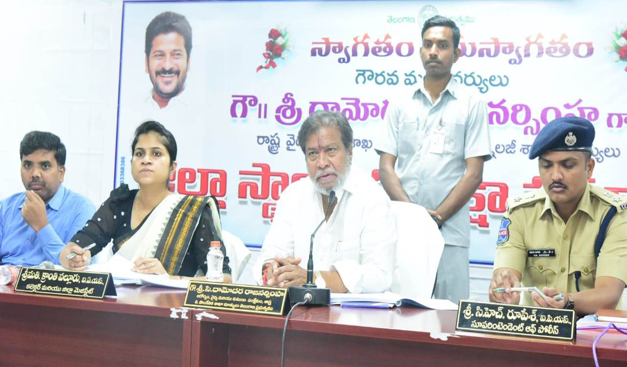 Damodar Raja narasimha asks officials to close belt shops in Sangareddy