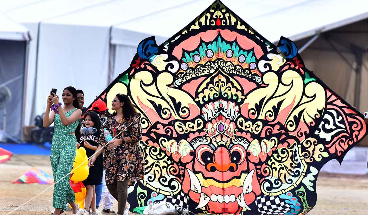 Colorful kites adorn sky over Parade Ground in Hyderabad