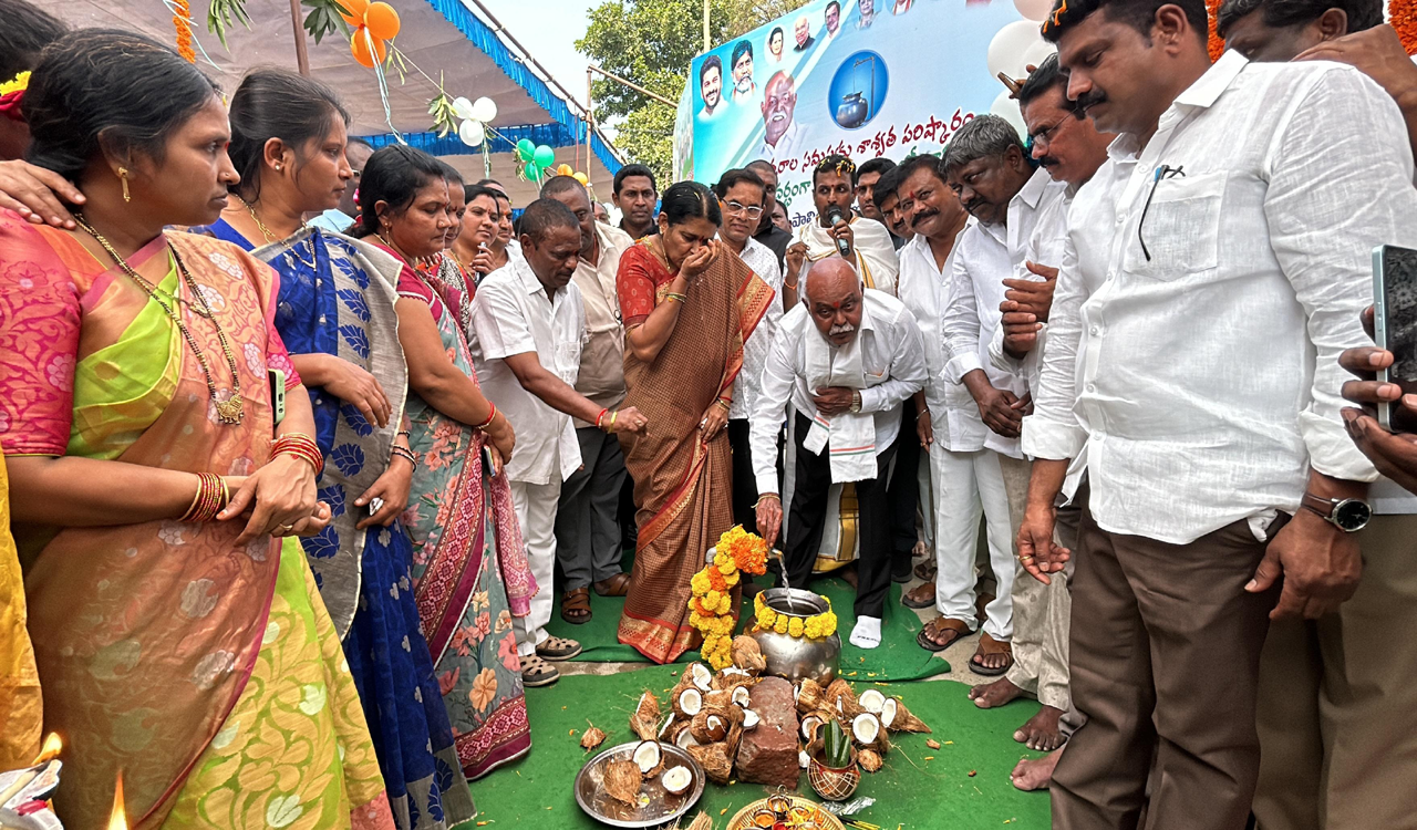 MLA Premsagar Rao inaugurates drinking water scheme in Mancherial