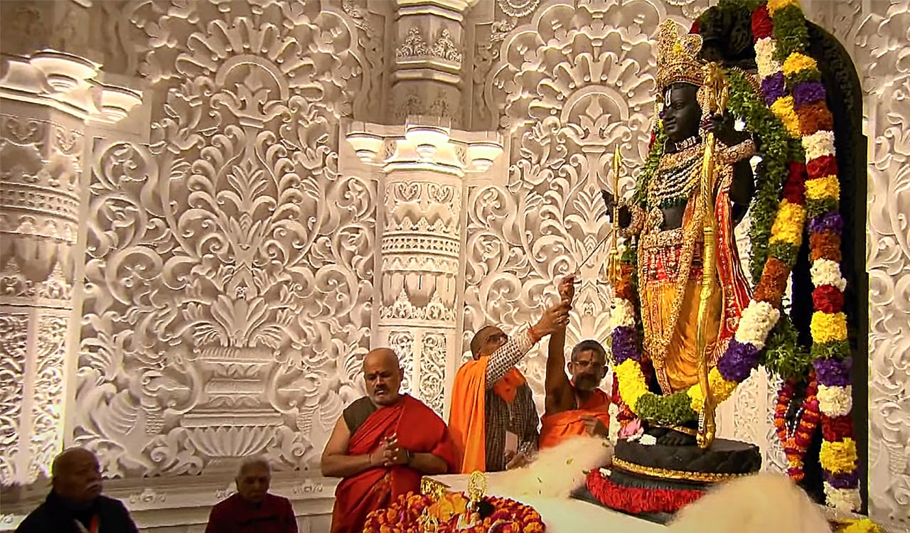 New Ram Lalla idol consecrated at Ayodhya temple-Telangana Today