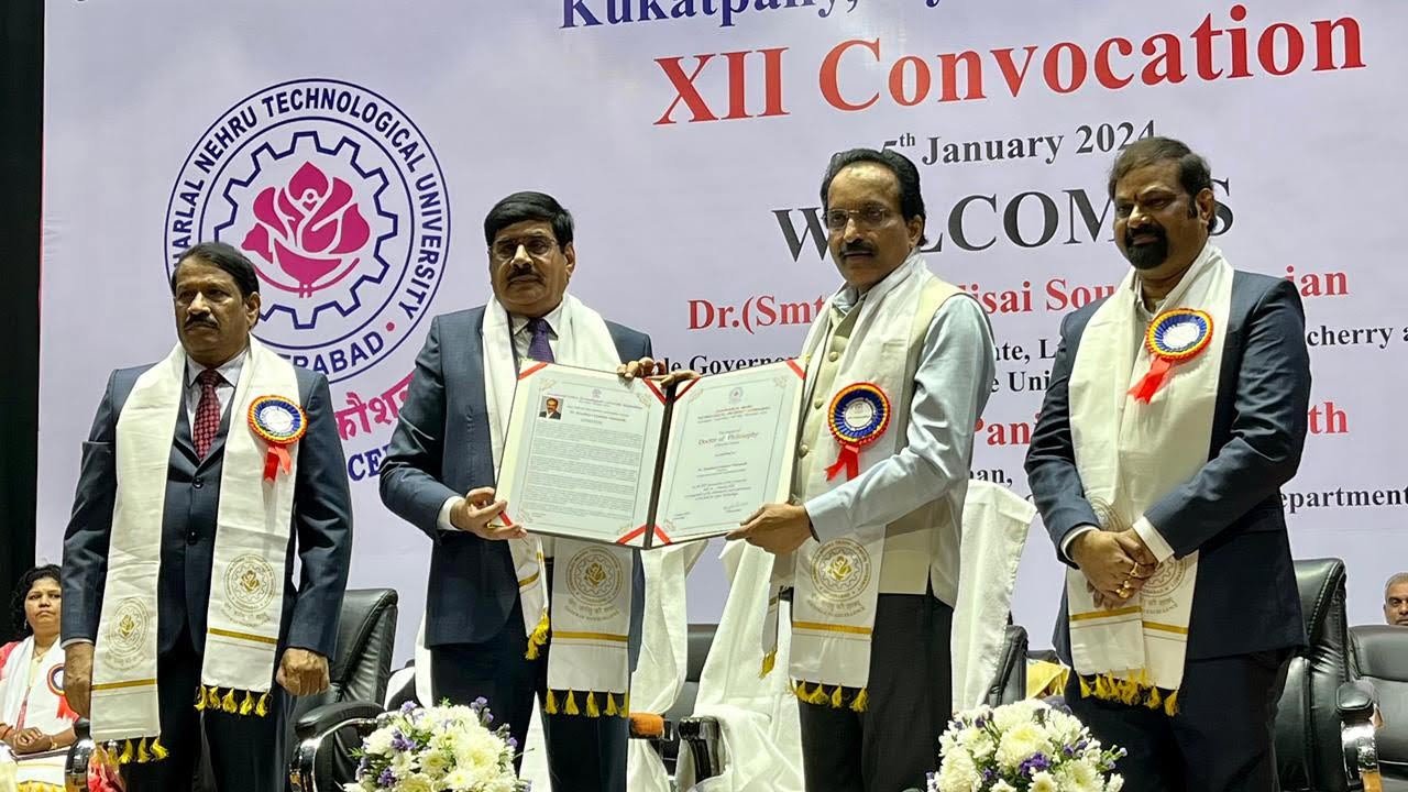ISRO Chairman Somanath receives Honorary Doctorate from JNTU-Hyderabad