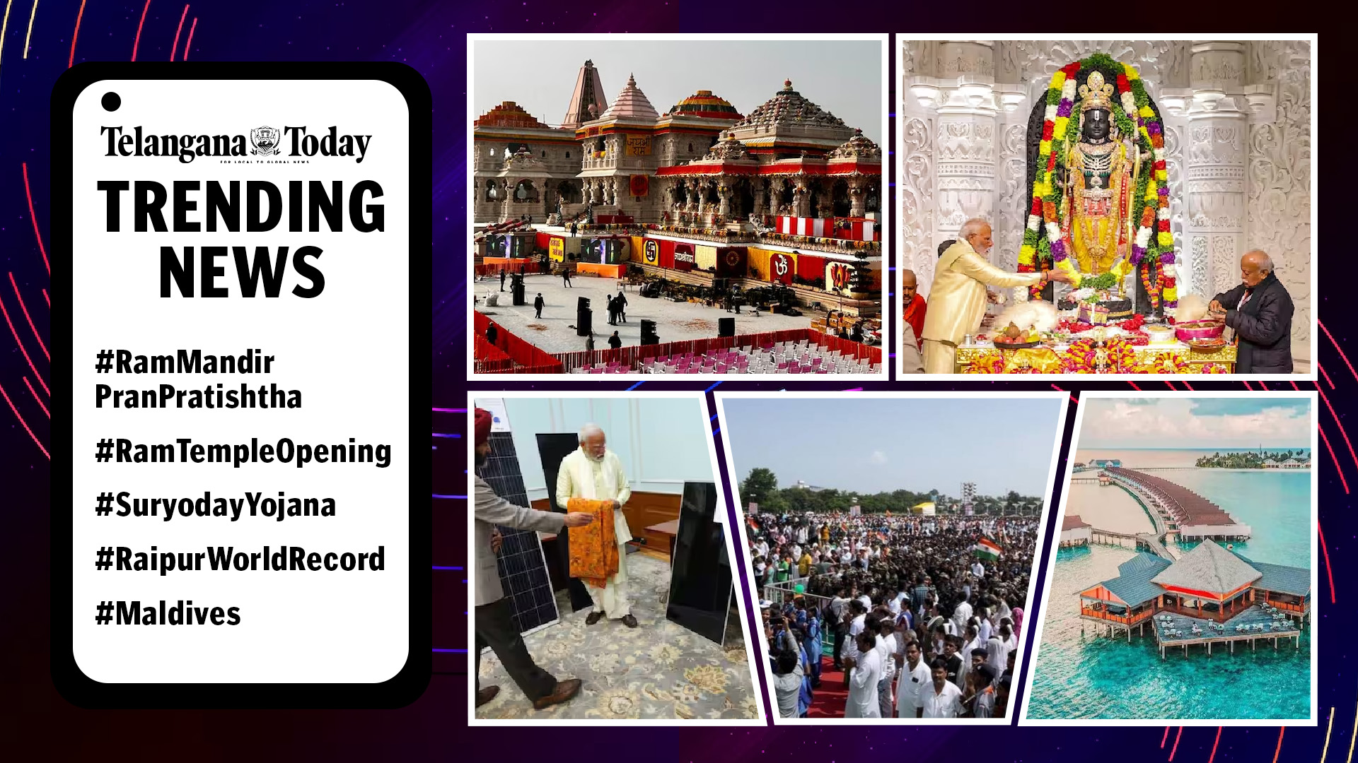 Trending News Today: Massive crowd at Ram Mandir, PM Modi Suryoday Yojana, India-China diplomacy