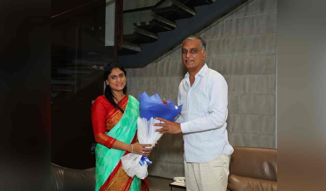 YS Sharmila invites Harish Rao to her son’s wedding