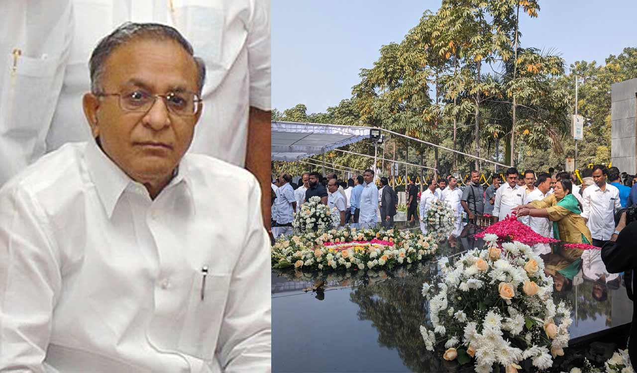 Hyderabad: Memorial dedicated to Jaipal Reddy on birth anniversary at Necklace Road
