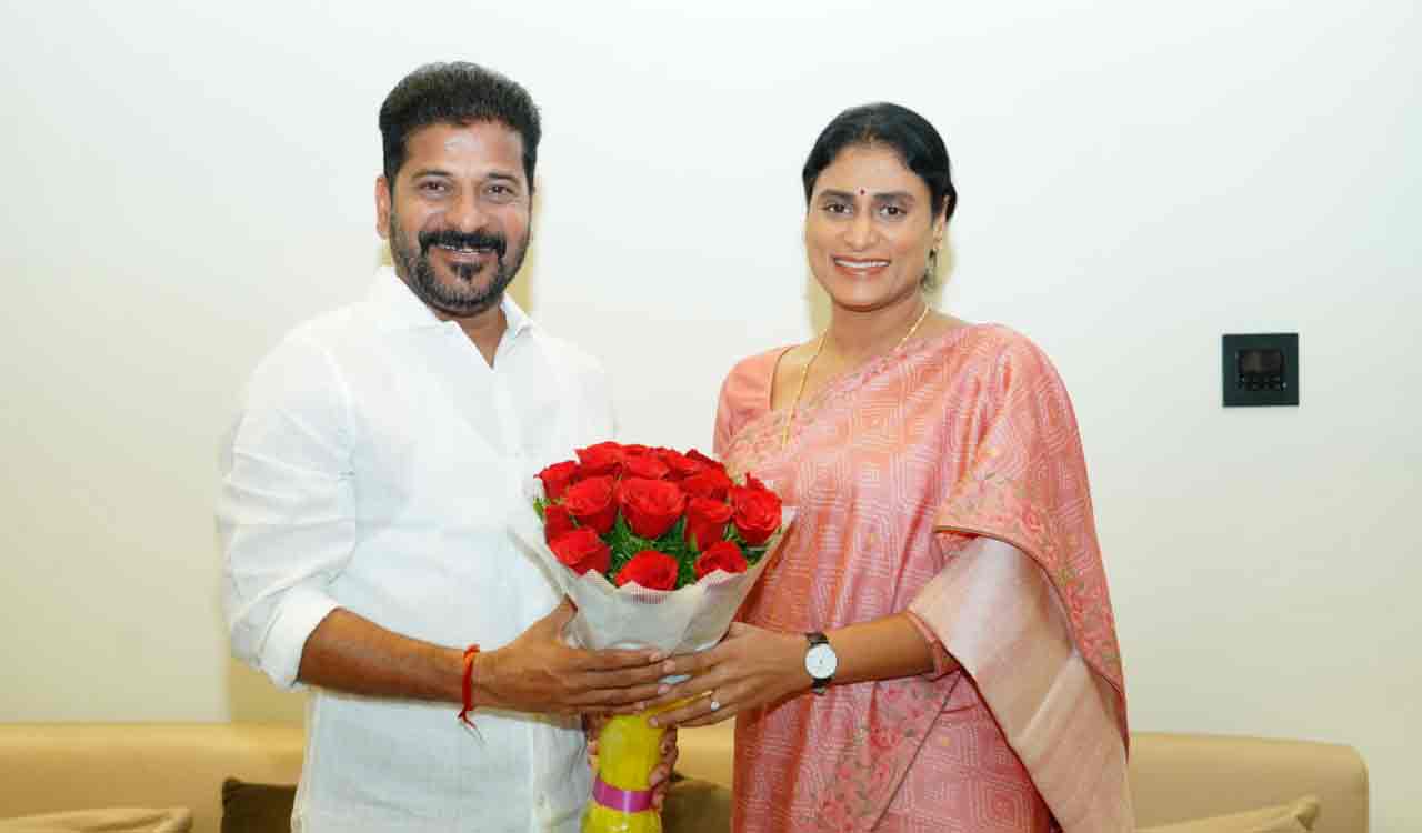 YS Sharmila meets Revanth Reddy, invites CM for son’s wedding