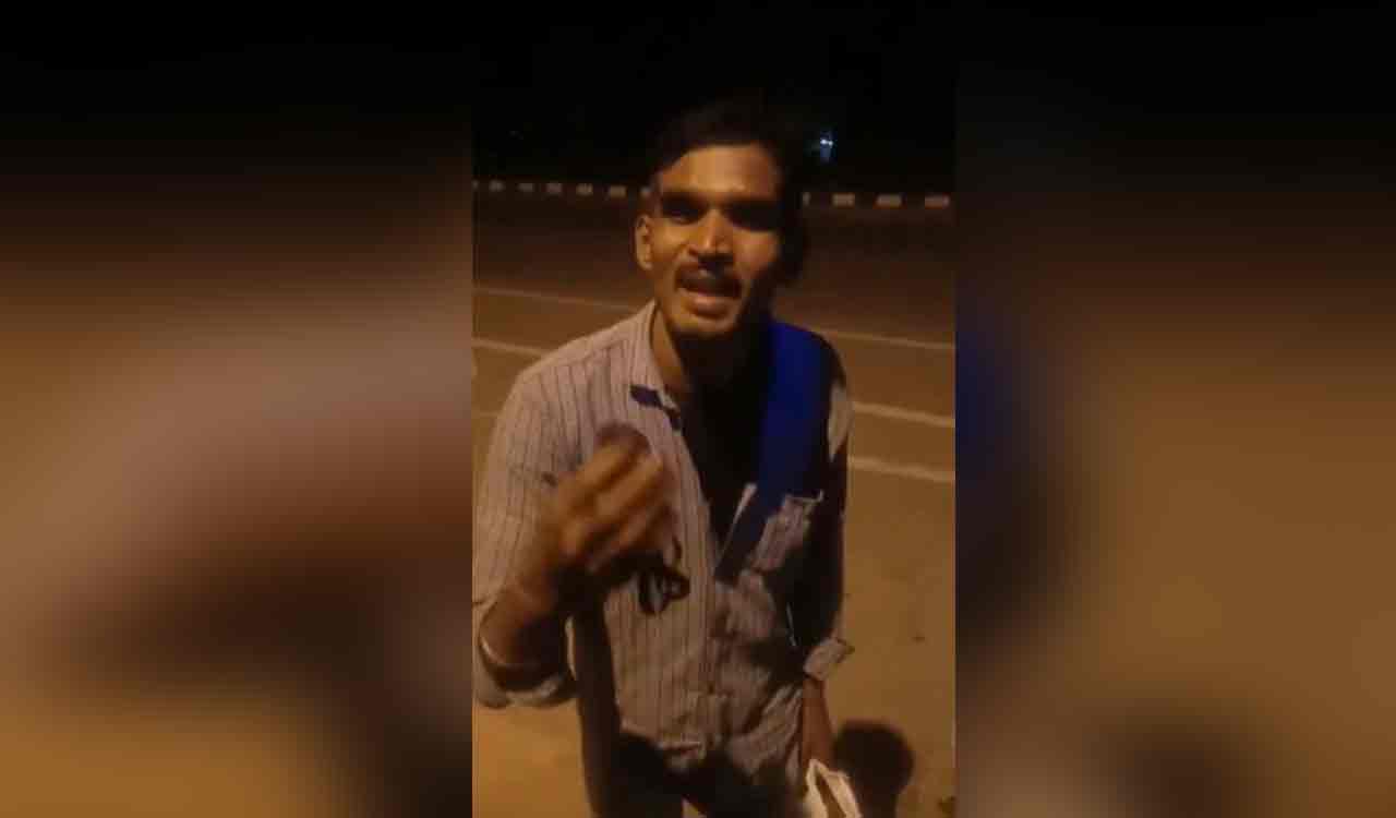 Watch: Man calls ‘108’ ambulance for lift during Hyderabad-Jangaon footslog