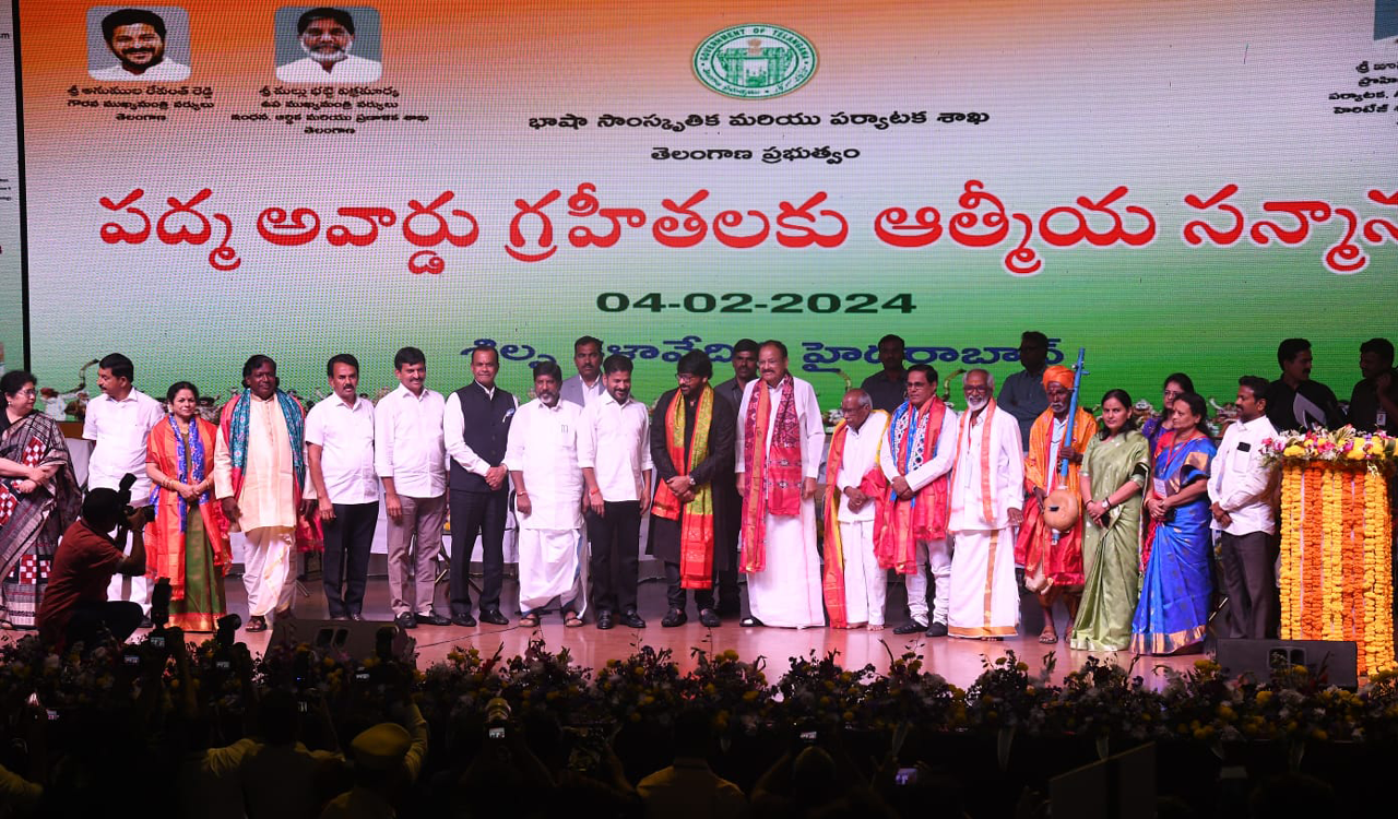 Telangana govt felicitates Padma awardees at Shilpakala Vedika ...