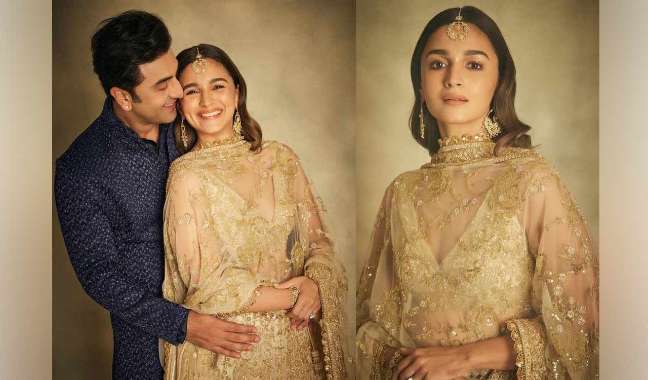 Alia Bhatt stuns in golden lehenga at Anant-Radhika’s pre-wedding bash