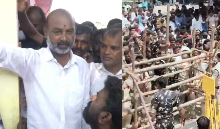 Bandi Sanjay's visit to Chengicherla triggers tension; BJP workers clash with police