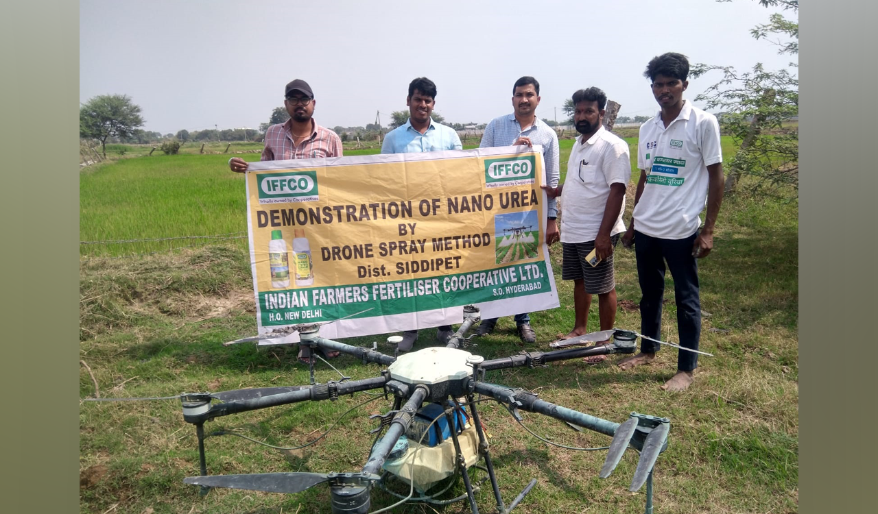 Farmers in Telangana adopt drone-based Nano Urea spraying for efficient paddy cultivation