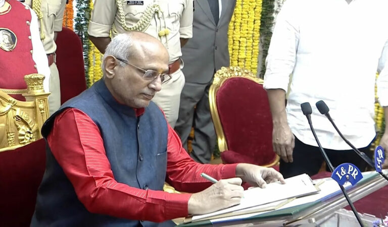 Jharkhand Guv Radhakrishnan takes oath as Telangana Governor