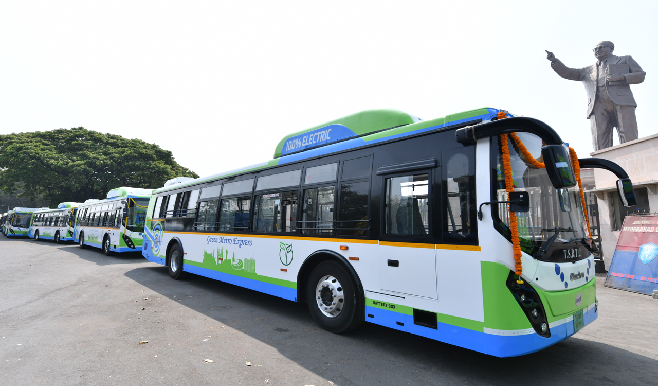 TSRTC launches 22 Electric Green Metro Express buses in Hyderabad ...