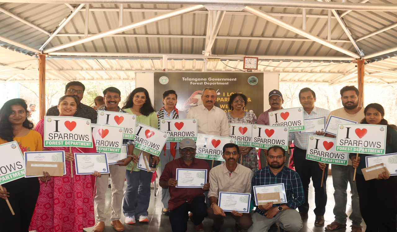 World Sparrow Day celebrated at KBR Park in Hyderabad