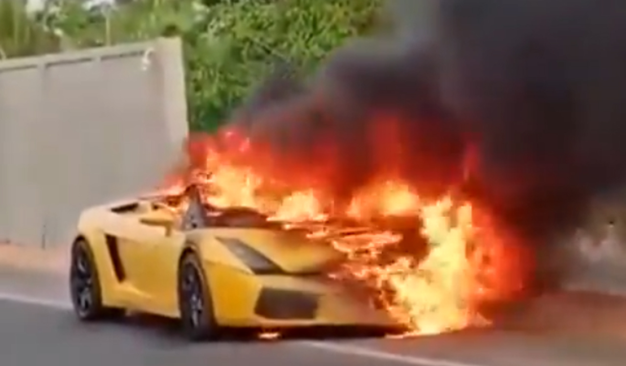 Lamborghini set ablaze in Hyderabad over money disputes