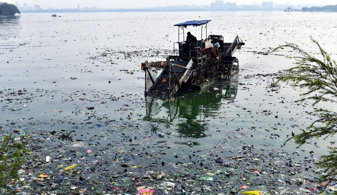 Algae chokes Hyderabad’s Hussain Sagar