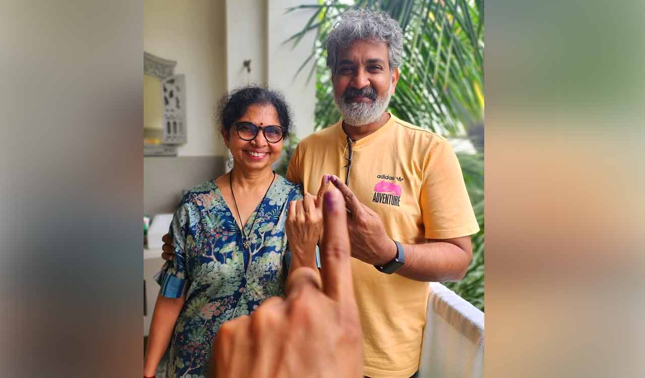 Lok Sabha elections 2024:  Director SS Rajamouli and wife vote in Hyderabad
