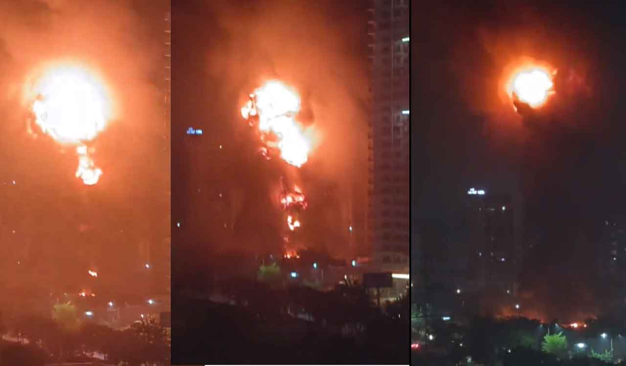 Cars at service station gutted after massive fire broke out at adjacent restaurant in Ghaziabad 