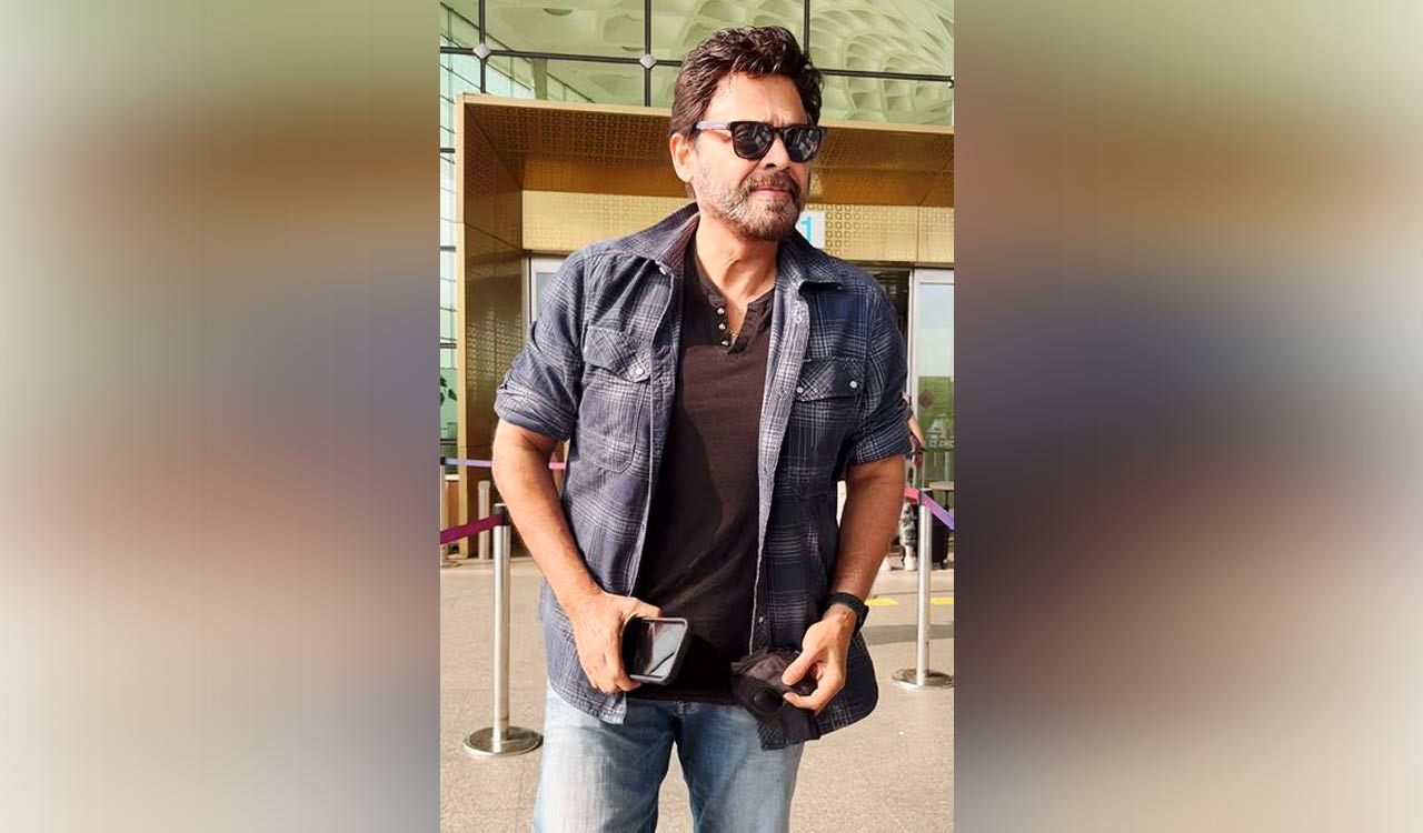 Venkatesh Daggubati nails airport look in checkered shirt and denims